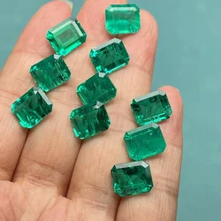 Pirmiana Top Quality Handmade Lab Grown Emeralds 9x11mm Emerald Cut  Colombian Vivid Green Loose Gemstone