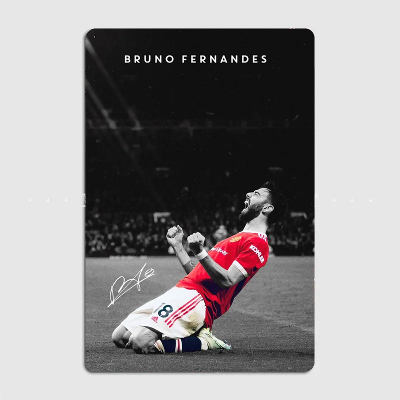 Bruno Fernandes Football Player Poster Metal Sign Portugal Football Club Tin Custom Indoor Home Wall Decor Room Decor