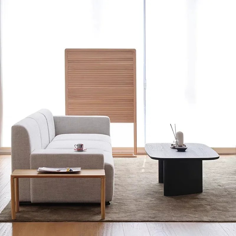 Nordic Modern Fabric Modular 3 Seater Sofa Simple Japanese Style Multi Person Wabi Sabi Living Room Soft Couch