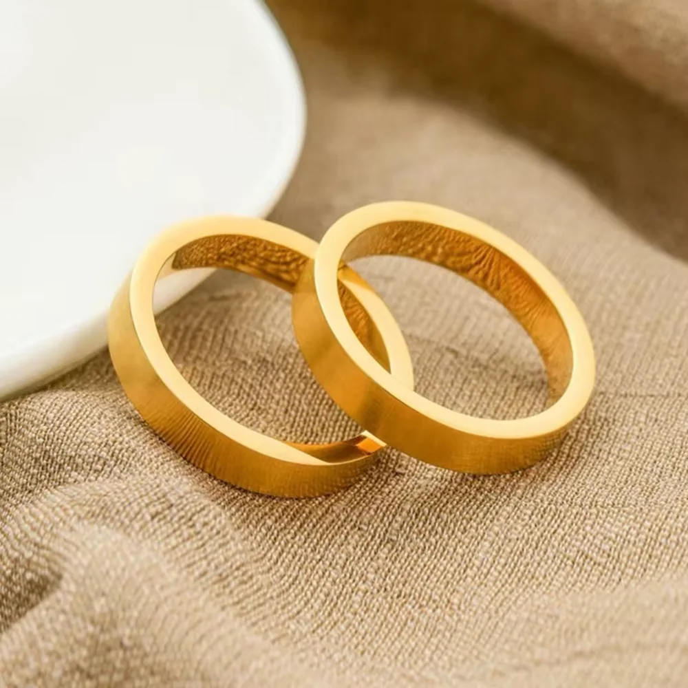 Classic Stainless Steel Gold Firm Love Ring For Women Men 18K Couple Wedding Party Birthday Christmas Gift Minimalist Jewelry