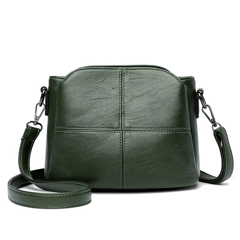 Vintage frauen Weiche PU Leder Schulter Tasche Platz Einfarbig Umhängetasche Mittleren Alters Weibliche Neue Große Dame Messenger Taschen – Detail 18