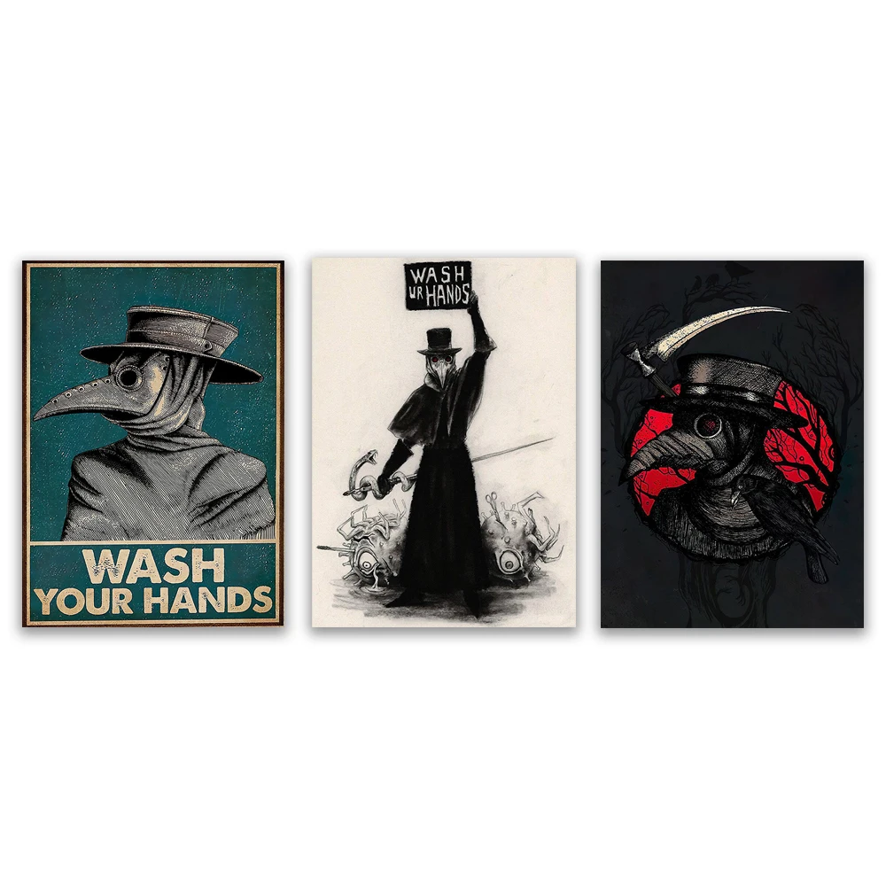 

Plague Doctor Poster, Plague Doctor Hand Wash Sign, Plague Doctor Wall Art, Plague Doctor Art Print