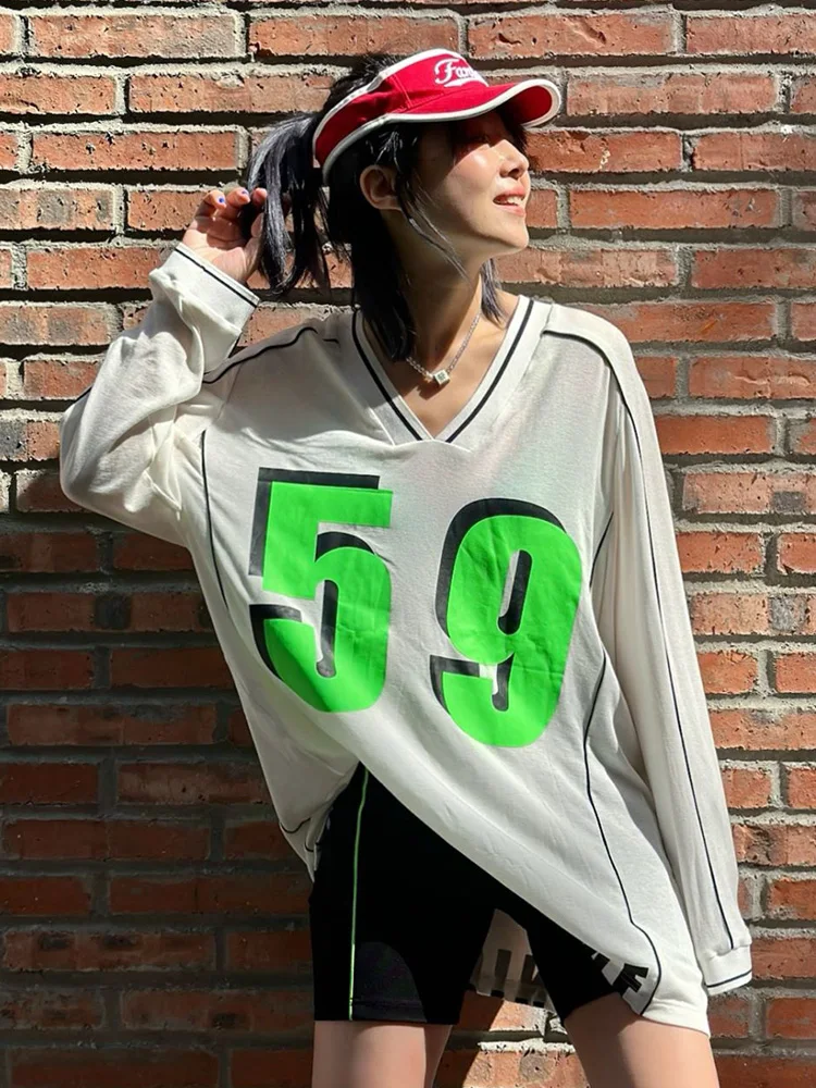 

LEDIM WANG American Sle Printed Loose Long Sve Women's T-irt Summer New Arrival Sun Protection Casual Faion