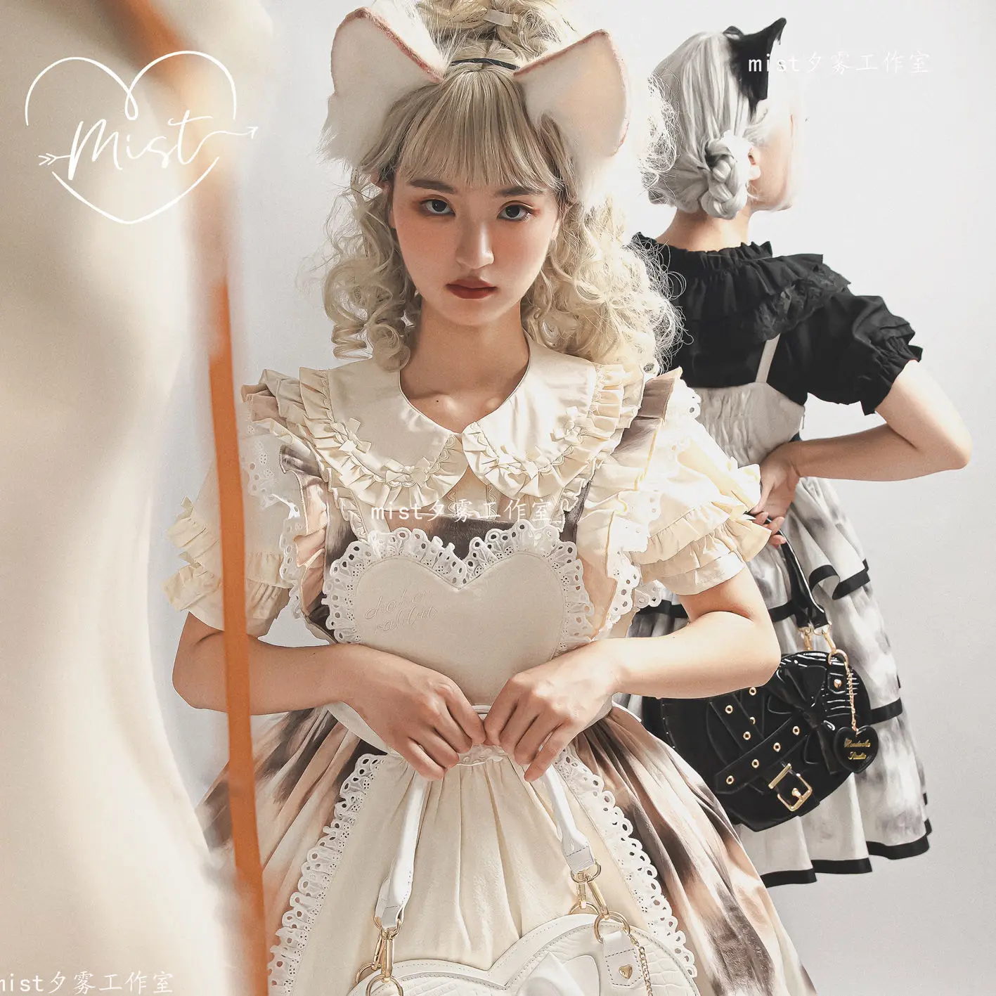 

Onalippa Japanese Style Bubble Sleeves Doll Collar Vintage Lace Cute Soft Girl Short Sleeved Lolita Lining Y2K 2000s Clothes