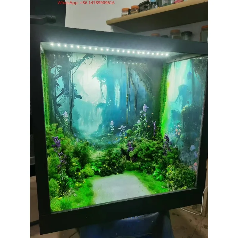 Miniature scene model customization, forest watch platform scene, USB power supply, suitable for large figures