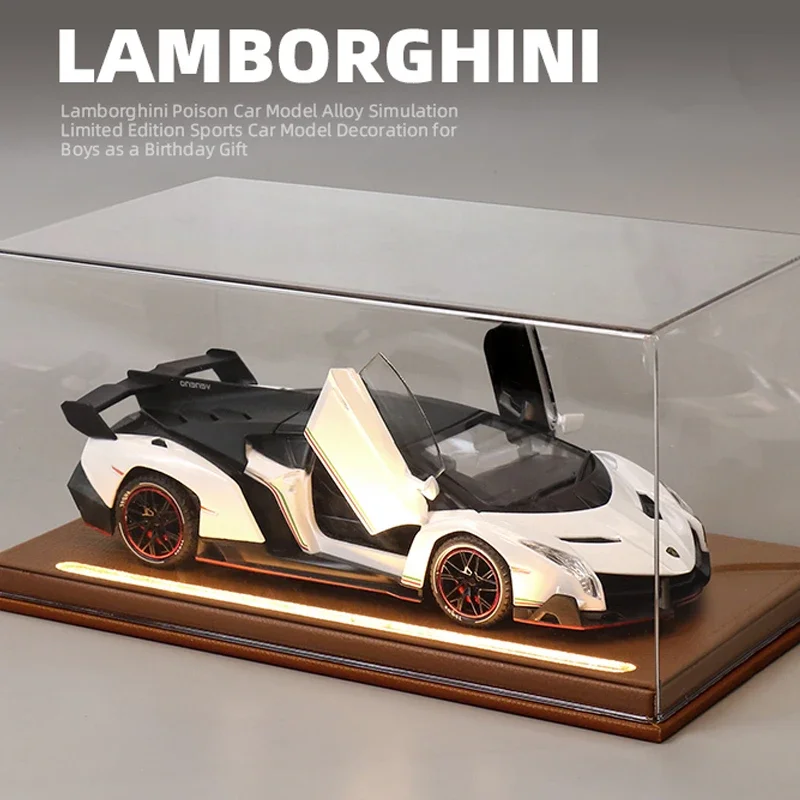 Simulation 1/24 Lambor Veneno Supercar Model With Display Box Collection Miniature Voiture Home Decor Boy Toy Vehicle Gift