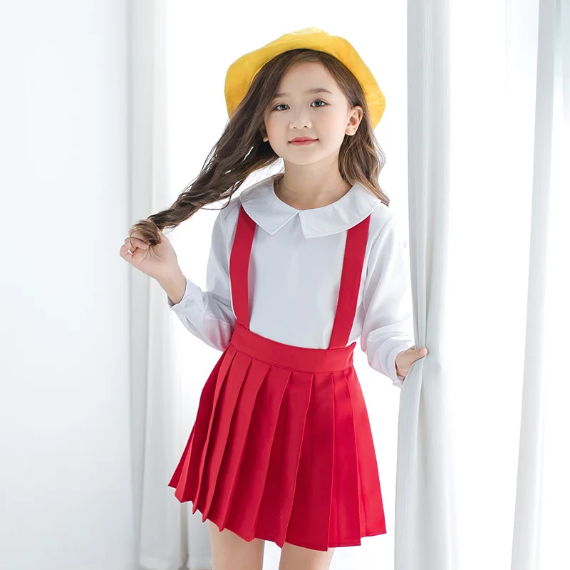 ELBCOS Chibi Maruko-chan Kids Cosplay Costume School Uniform (Shirt+Dress+Hat)