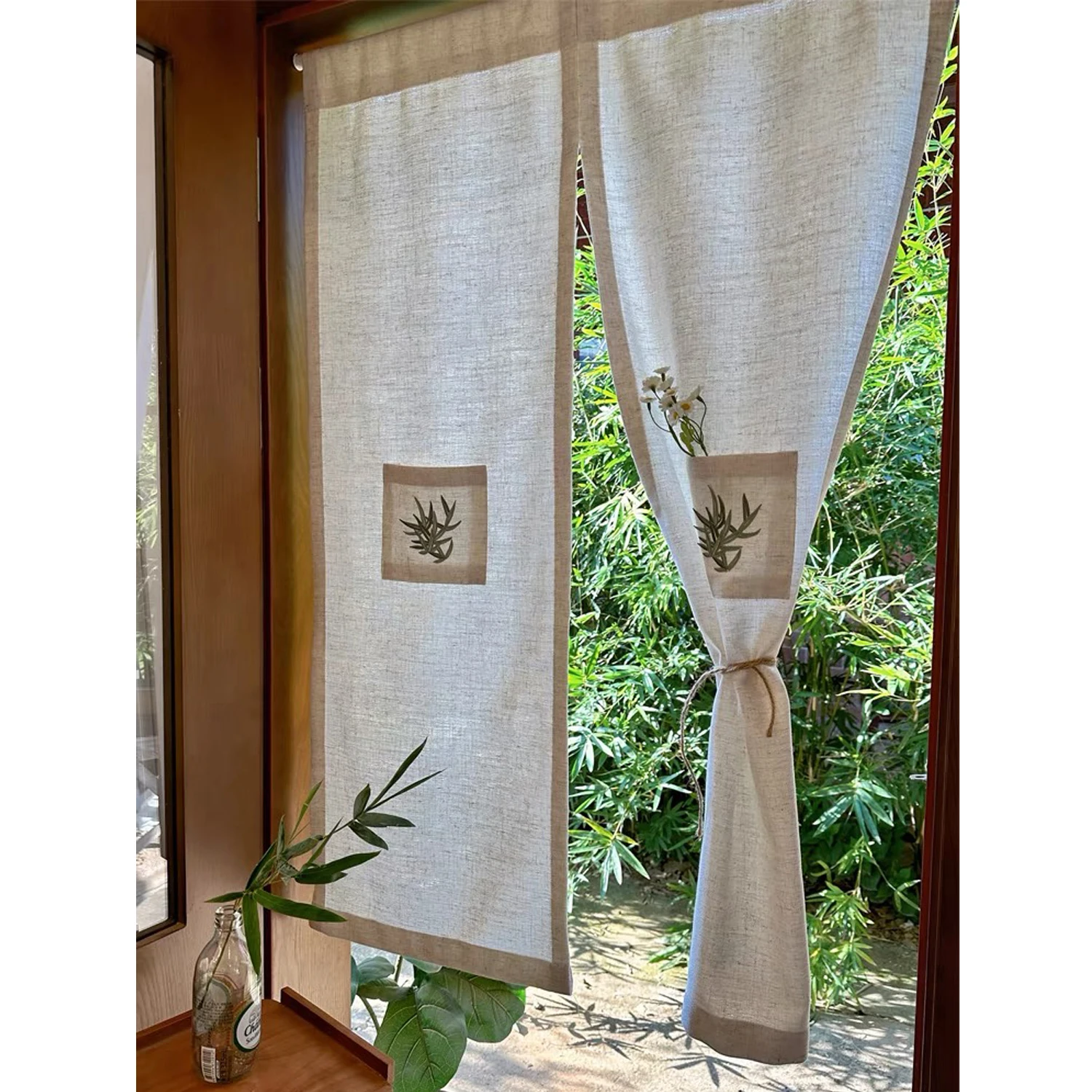 Japanese Style Linen Door Curtain Door Noren Fabric Partition Curtain Decoration for Sushi Bar Izakaya Kitchen Home Tatami