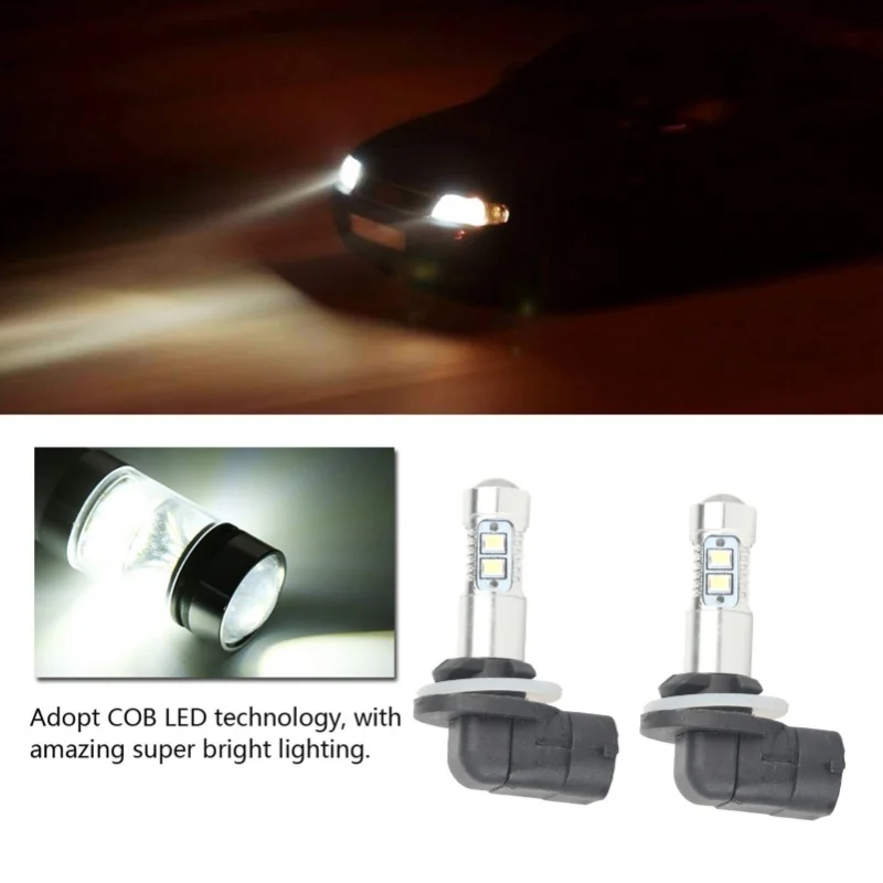 2PCS 12-24V 50W Car High Power Bright LED Fog Daytime Light Bulbs For Hyundai Accent