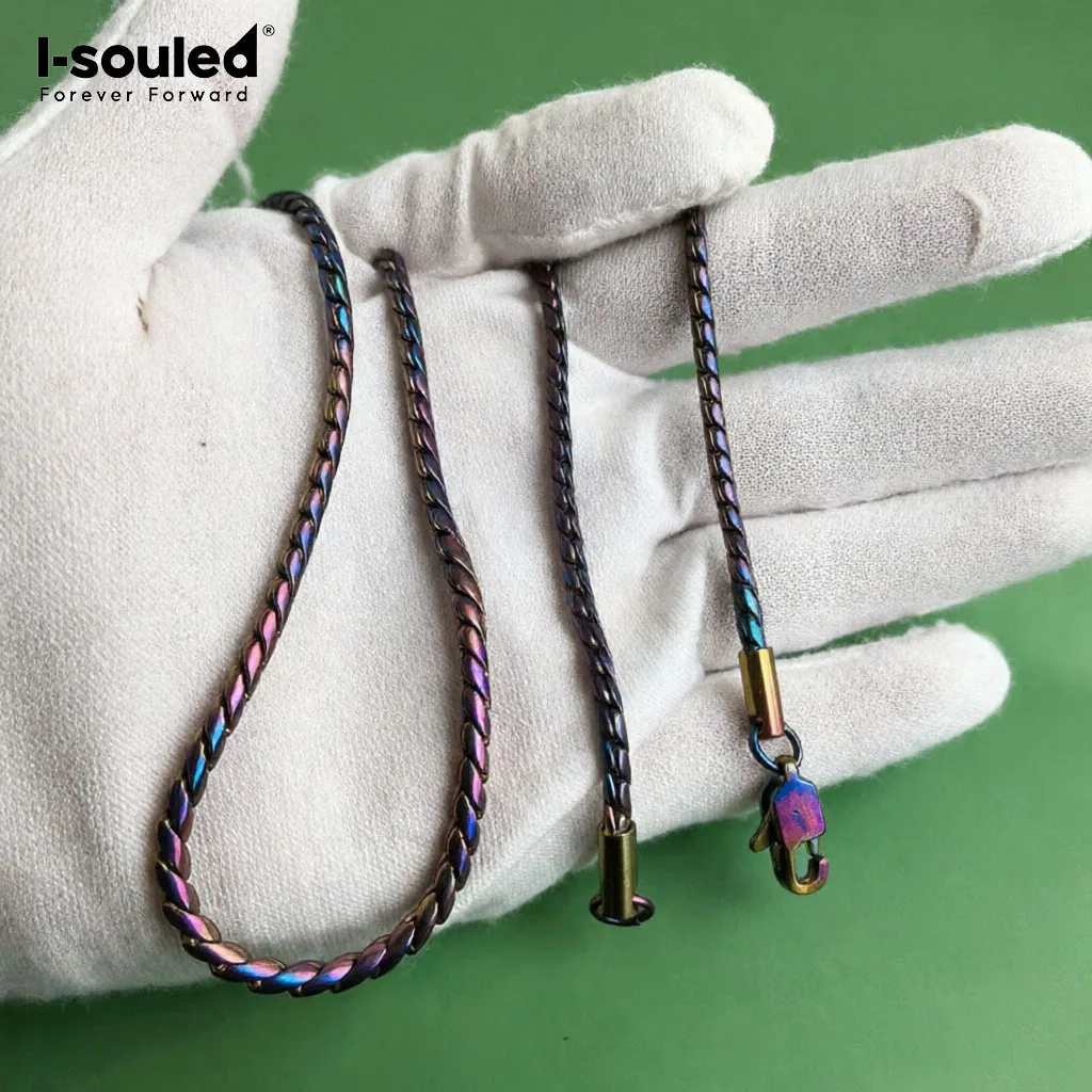 

Pure titanium S snake bone chain high-temperature calcination seamless welding encrypted sweater necklace for men and women