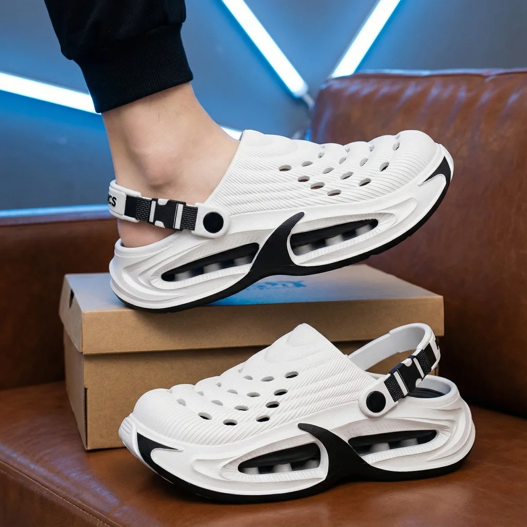 Neue Lochschuhe für Herren im Sommer, dicksohlig, rutschfest, atmungsaktive Fahrersandalen, langlebige und modische Strandschuhe. – Detail 19