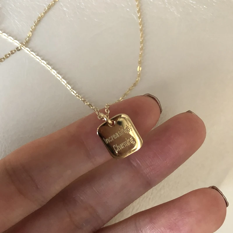 

PONYKISS стерлингового серебра 925 пробы квадратный кулон-цепочки ожерелья для женщин модные ювелирные изделия минималистичные индивидуальные аксессуары