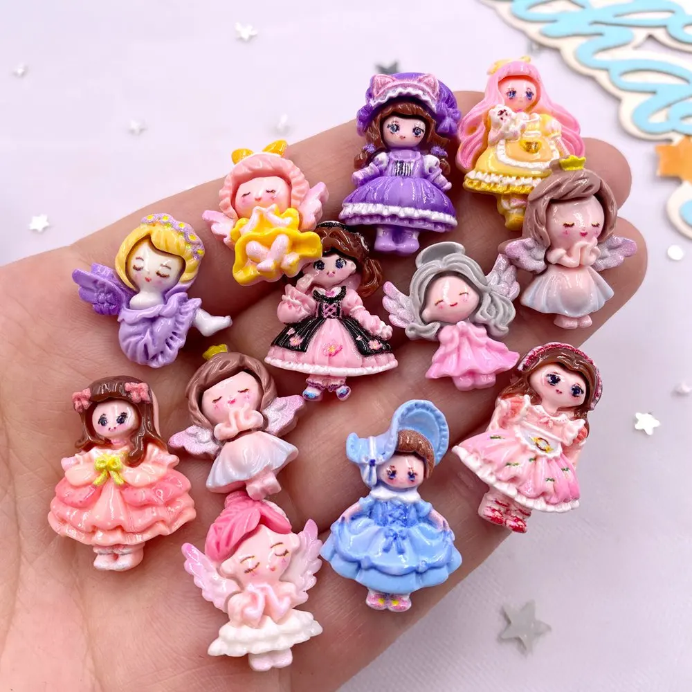 20PCS Resin Colorful Cartoon Angel Girl Flat back Stone Princess Fairy Figurines Scrapbook DIY Embellishments Accessories Crafts