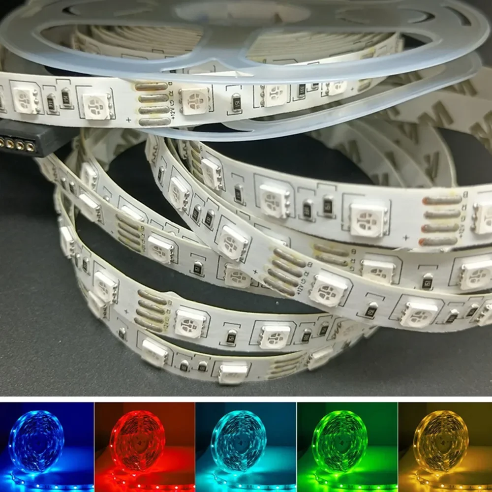 LED Strip 5050 DC 12V 24V RGB Warm White 5 Meter Waterproof Flexible Light Stripe 60LED/MLed Tape Luces Lamp Ribbon Tv Backlight