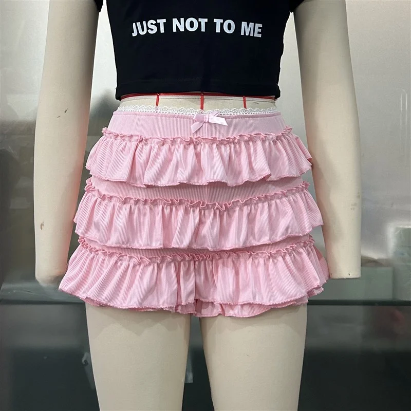 Y2k loween bolo multicamadas saia de cintura alta sexy menina quente rendas orts feminino faion verão bot tecido não tecido