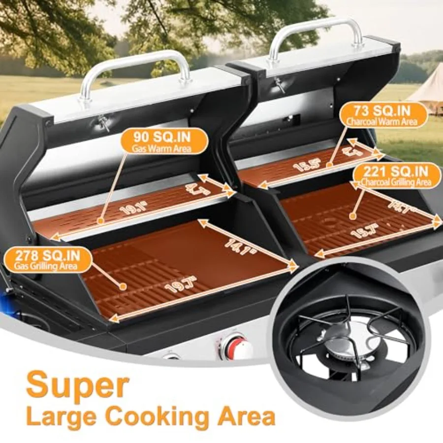 Propane Charcoal Grill Combo 3