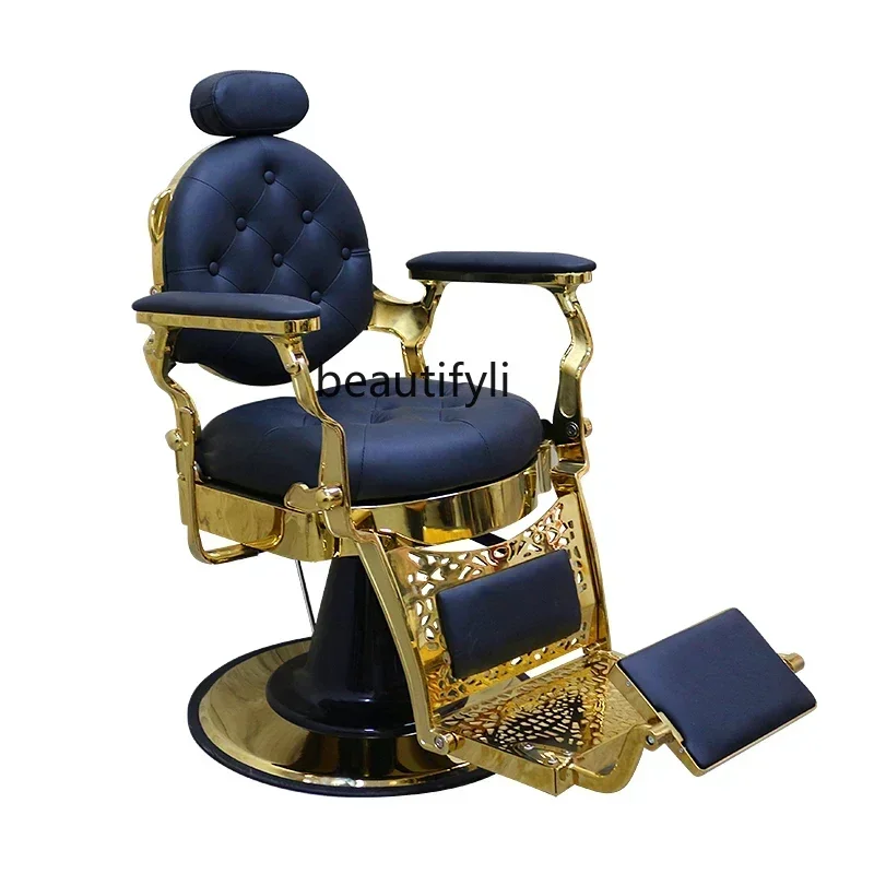 

Customized Barber Chair High-End Men's Barber Shop Chair Can Be Put down Oil Head Chair Hair Retro Hair Cutting