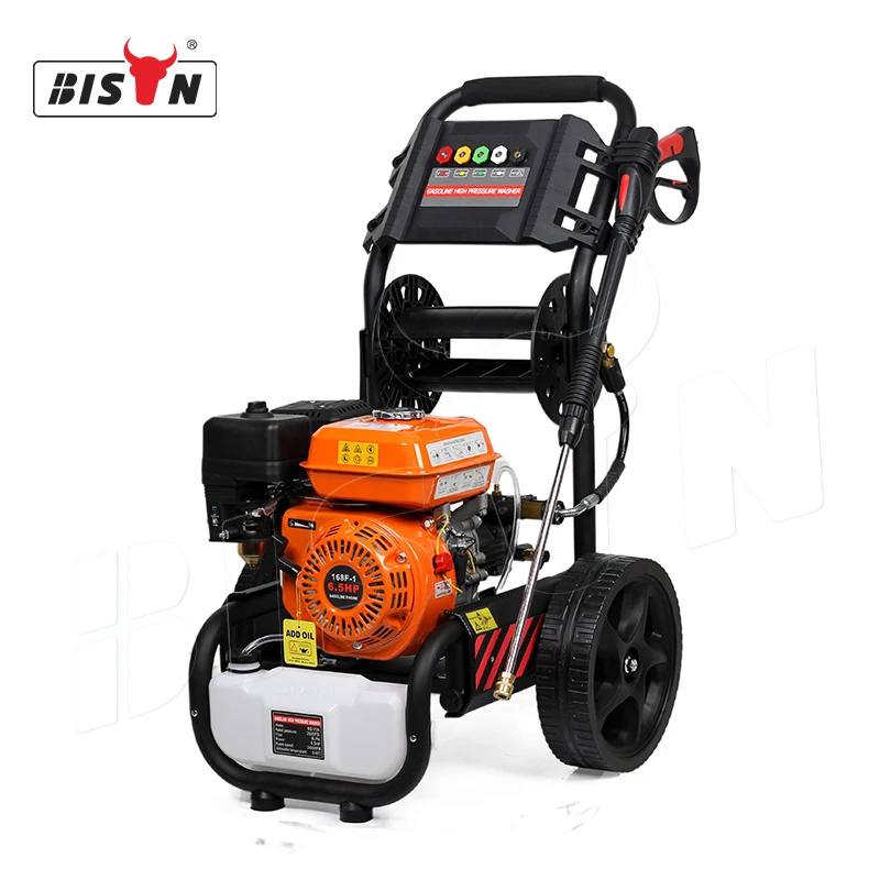 BISON China Zhejiang Taizhou Commercial Use Heavy  3000psi 200 bar 9hp Gasoline High Pressure Washer With Soap Injector