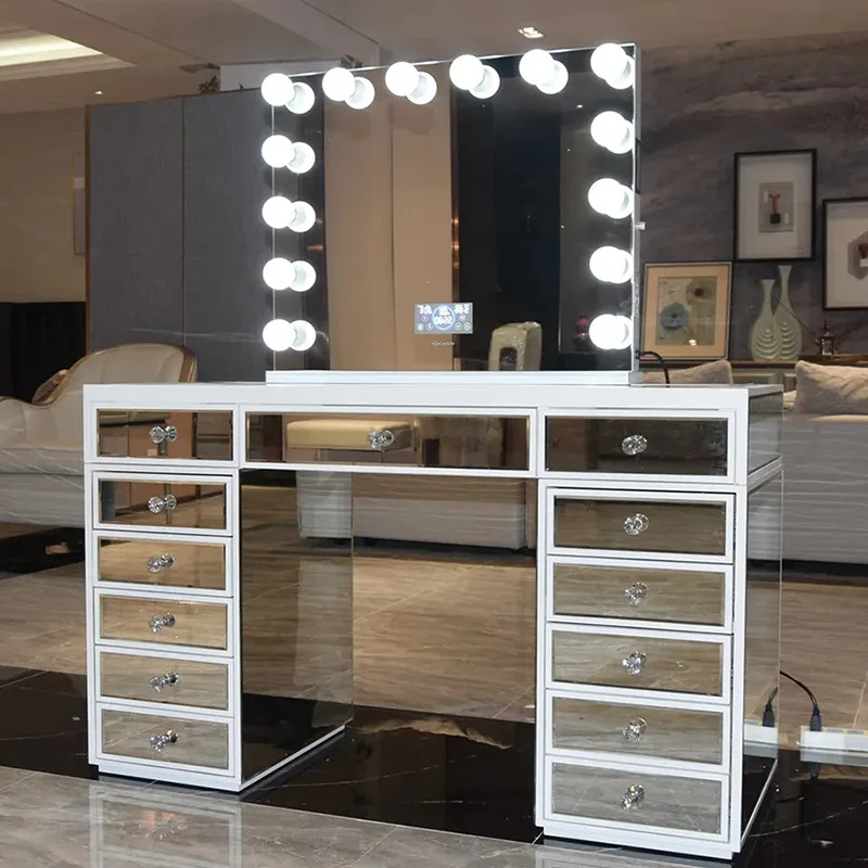 Spot high-grade American mirror dressing table bedroom light luxury glass 13 chest cabinet dressing table