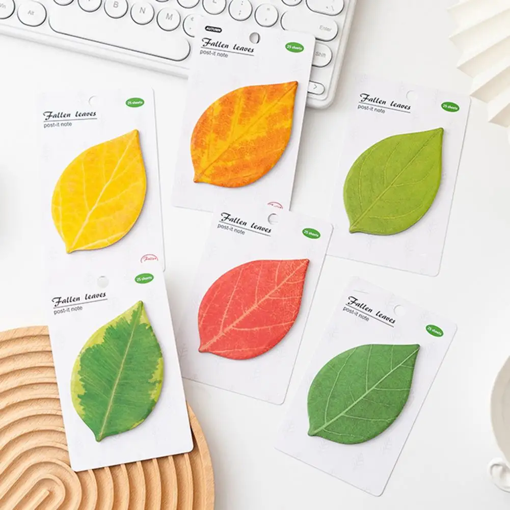 Leaf-Shaped Sticky Notepads Removable Memo Pads Paper Sticker Pads Anti-Forgetting Reminder Note for Home Wall Photo DIY Decor