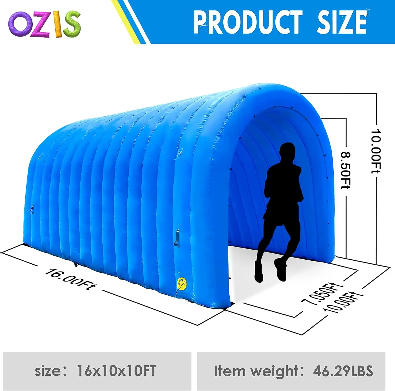 16FT Inflatable Tunnel Entrance with Built-in Blower – Blow up Sports Tunnel Tent for Football Events, Business Advertising, Exh