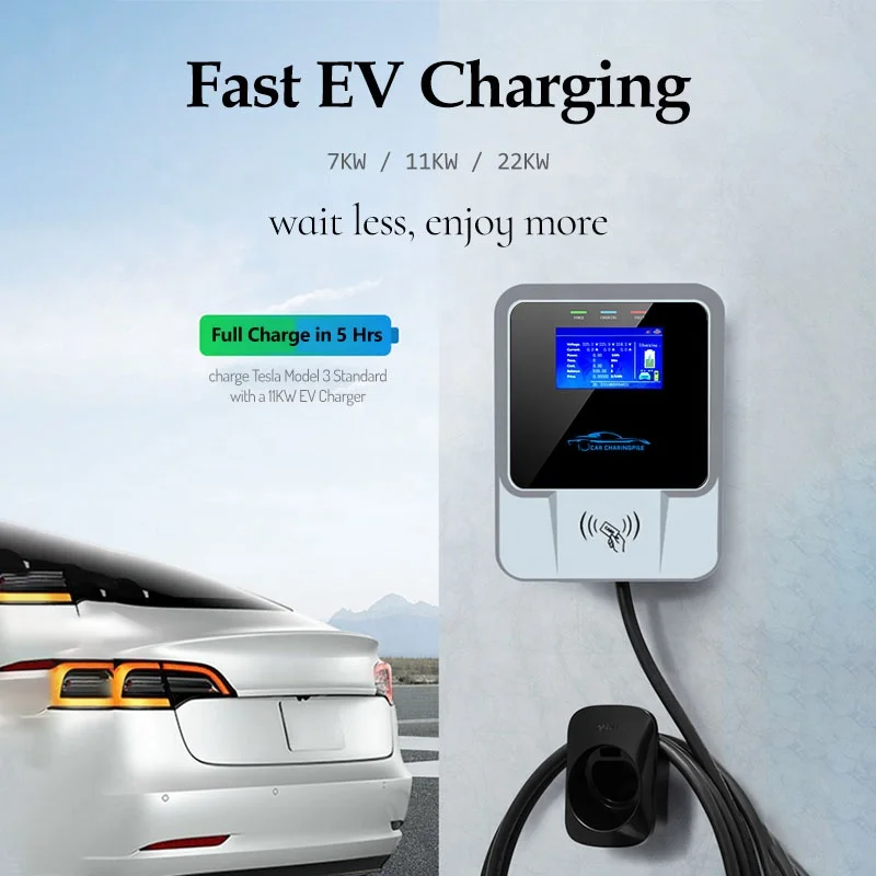 22kWh 3Phase 380V AC Wallbox EVSE 400V 3P 11 KW Typ2 SAE J1772 22KW 3 Phase 11KW Typ 2 EV Charger for Renault ZOE EV Accessories