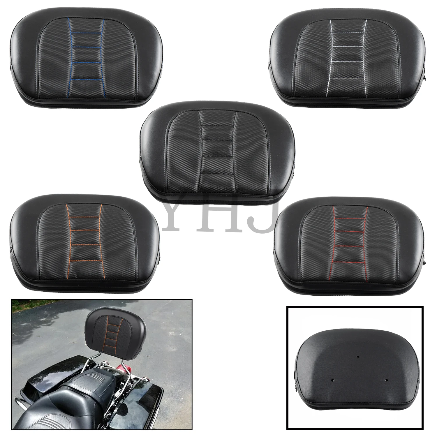 

Motorcycle Pillion Cushiont Passenger Sissy Bar Backrest Pad For Harley Touring CVO Street Bob Road King Electra Glide 1997-2024