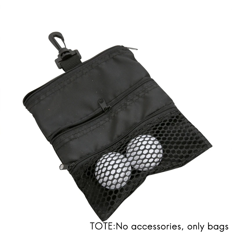 2 Pack Golf Pouch Bag Pocket Golf Tee Bag Pouch With Plastic Clip, 3-Layer Zipper Golf Bag Accessories Golf Ball Pouch