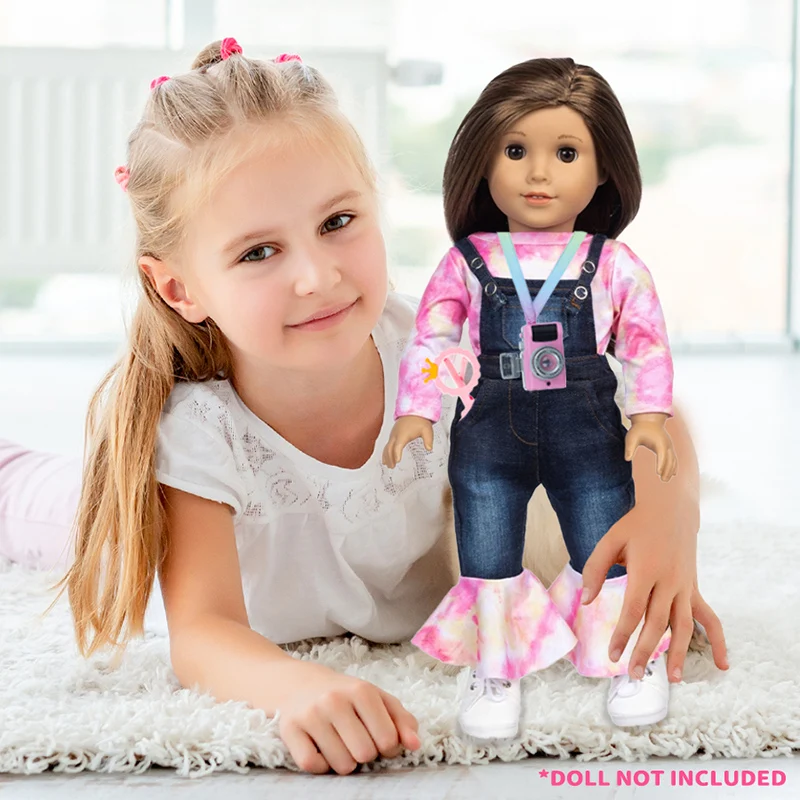 16-18Inch Doll Clothes Jeans jumpsuit for American Girl Doll Camera Phone Accessories Fashion New Baby Born Suit Doll Girl Gift