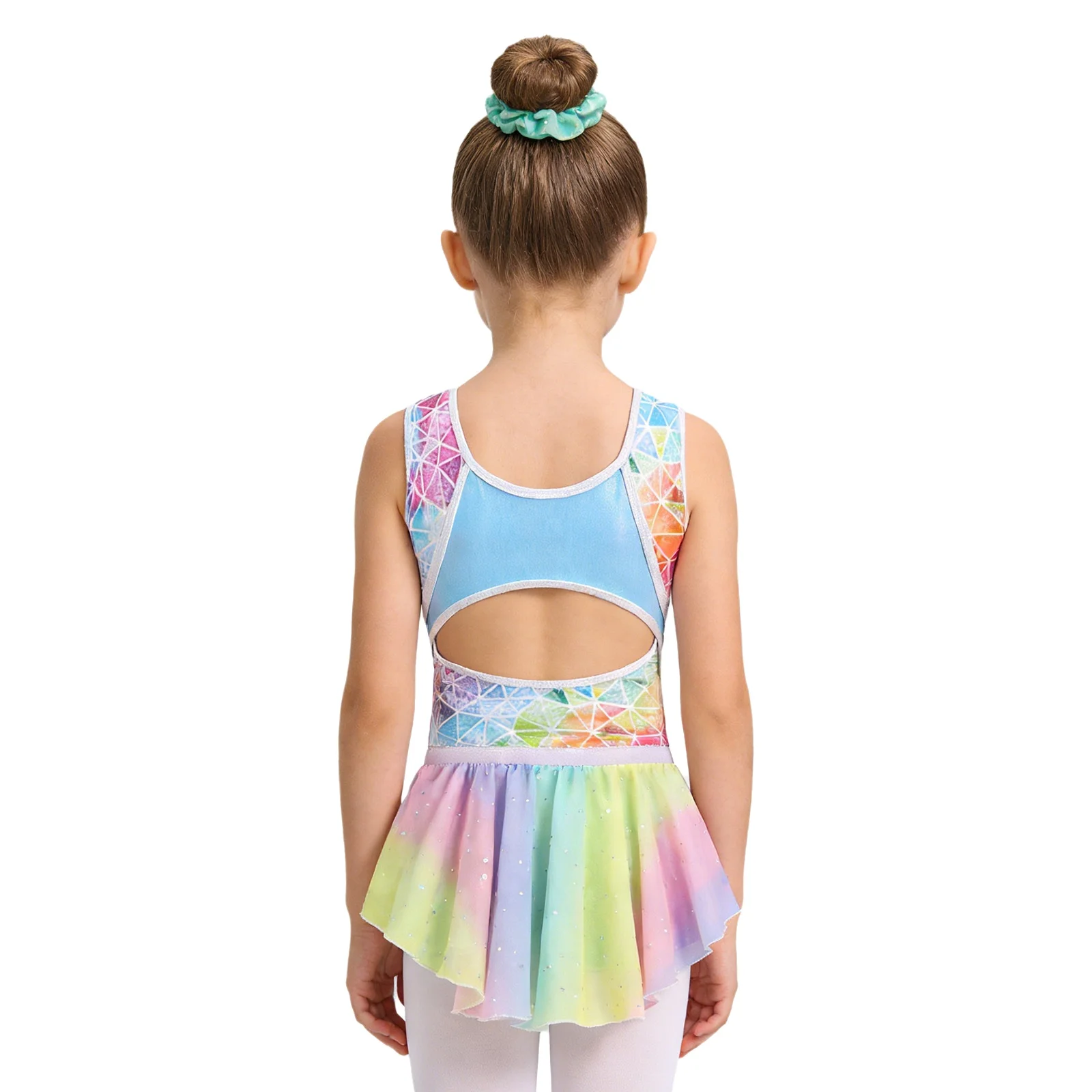 

Kids Girls Ballet Dance Outfit Printed Metallic Geometric Leotard Contemporary Gymnastics Latin Dance Stage Performance Bodysuit