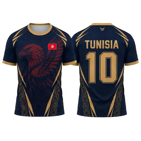 Tunisia Flag Print Jersey 3D Print Breathable Quick Dry Family Style for Kids Adults Outdoor Training Sports Fitness