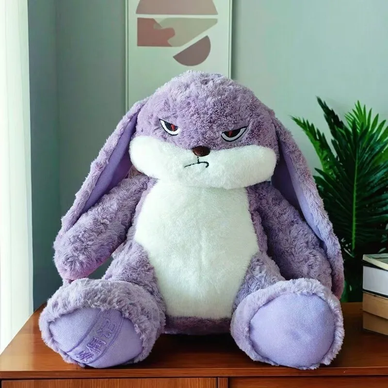 ZEIO60CM Angry Rabbit Purple Rabbit Large Long Eared Plush Toy Cute Animal Plush Doll Kawaii Soft Fill Model Room Decoration