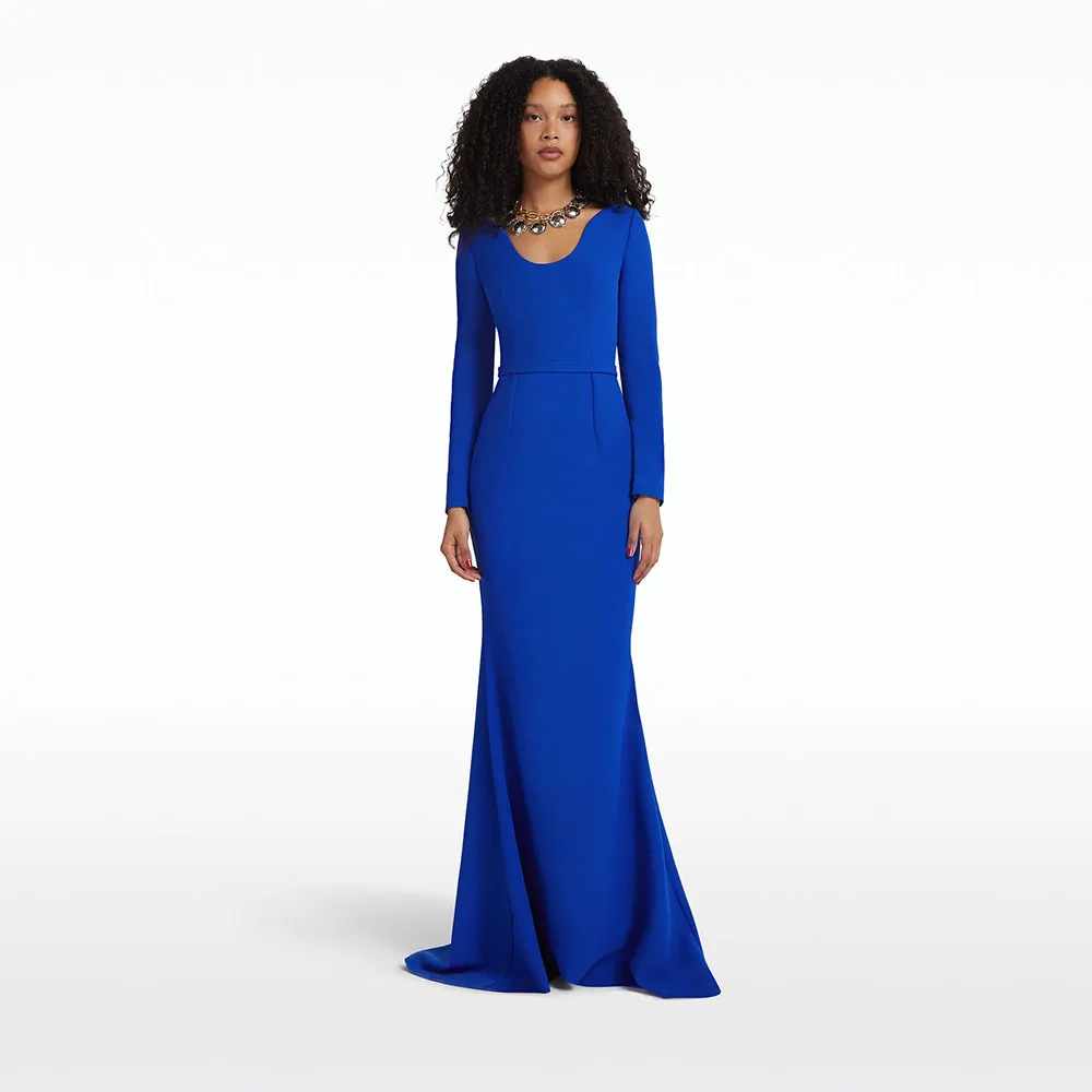 

Simple Jersey Ruched Cocktail Party Sheath Scoop Neck Bespoke Occasion Gown Long Dresses