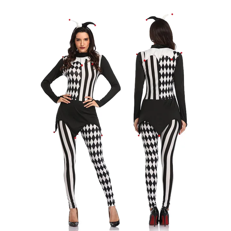 Halloween Sexy Harley Costume Adult Funny Naughty Joker Circus Clown Costume For Women Masquerade Party Cosplay Role Play Outfit