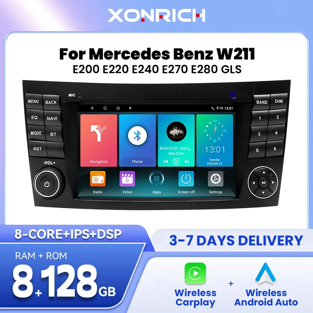 Wireless Carplay Car Radio Player For Mercedes Benz E-class W211 E200 E220 E300 E350 E240 E270 E280 CLS CLASS W219 Android DSP