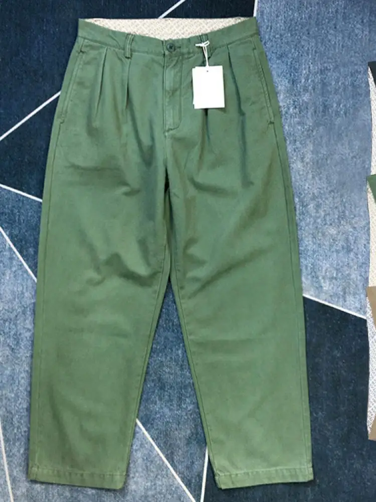 

Heavyweight Pure Cotton Straight Leg Casual Pants Men's Loose Wide Leg American Retro Workwear Long Trousers Faionable y