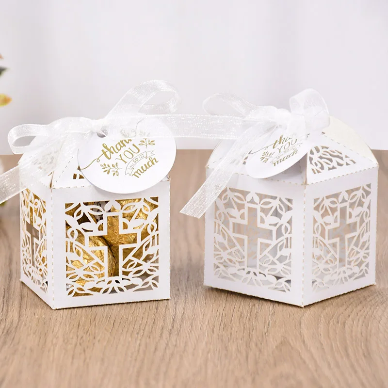 

10PCS Crossing Candy Dragee Boxes Angel Gift Box Birthday First Communion Christening Wedding Favors Baptism Baby Shower Decor