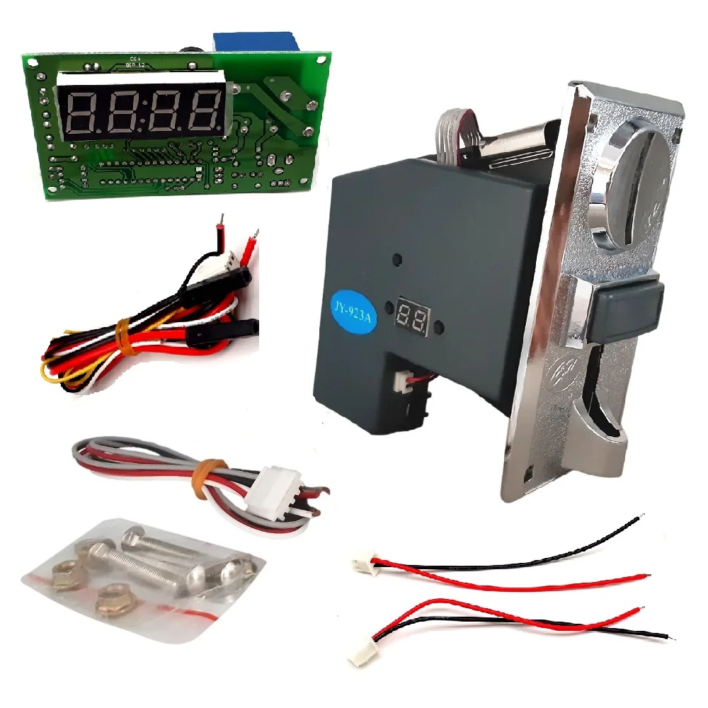 

1 KIT of JY-924 and JY-15A Zinc Alloy Multi Coin Acceptor with Timer Board Coin Operated Time Control Device