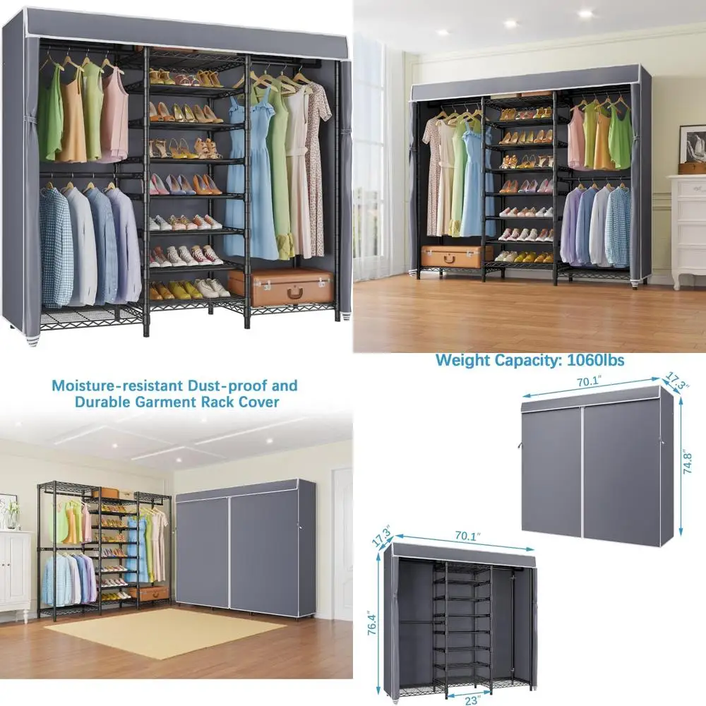 

Сверхмощный портативный органайзер для шкафа с регулируемой полкой для обуви для хранения в спальне — большое решение для хранения проволочной полки