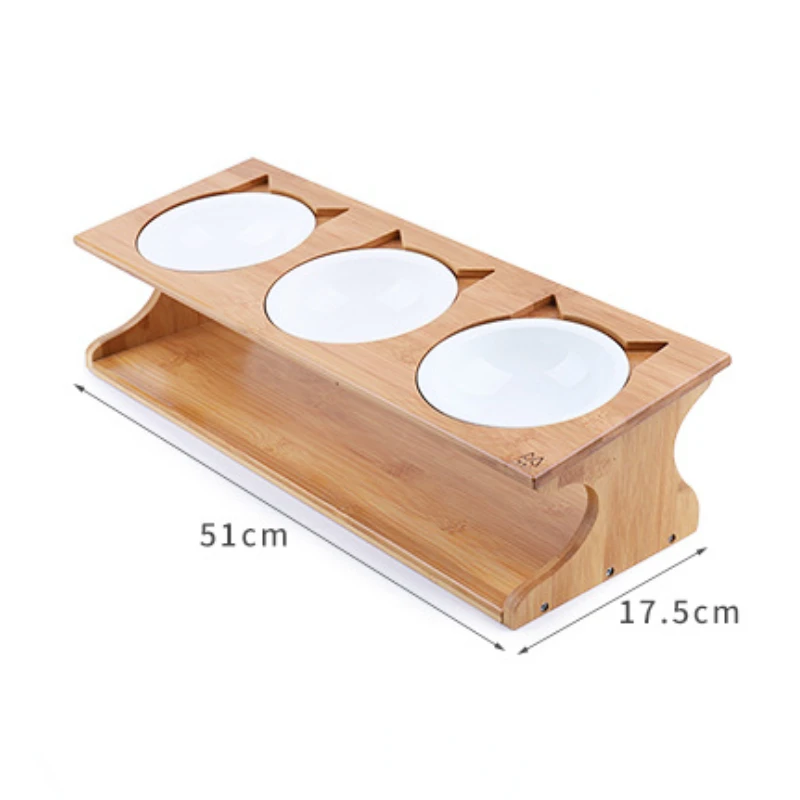 Raised Cat Bowls Elevated Bamboo Food Bowls for Cat and Small Dog Anti-Leak Pet Food Water Bowl Feeder Puppy Cat Accessories