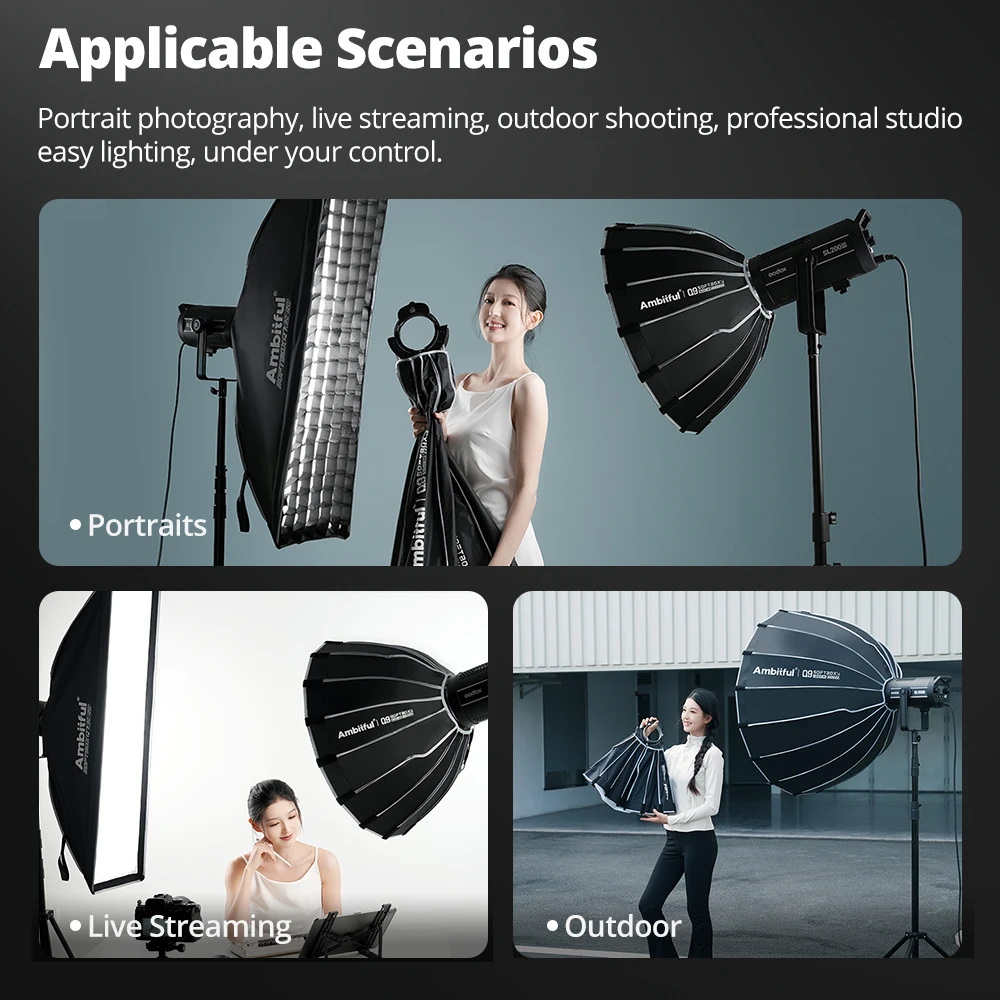 Ambitful Q9-60 60 سنتيمتر Q9 سلسلة سوفت بوكس جديد بسرعة الافراج عن مكافئ عميق سوفت بوكس العسل شبكة ل بوينز جبل فلاش مصباح ليد