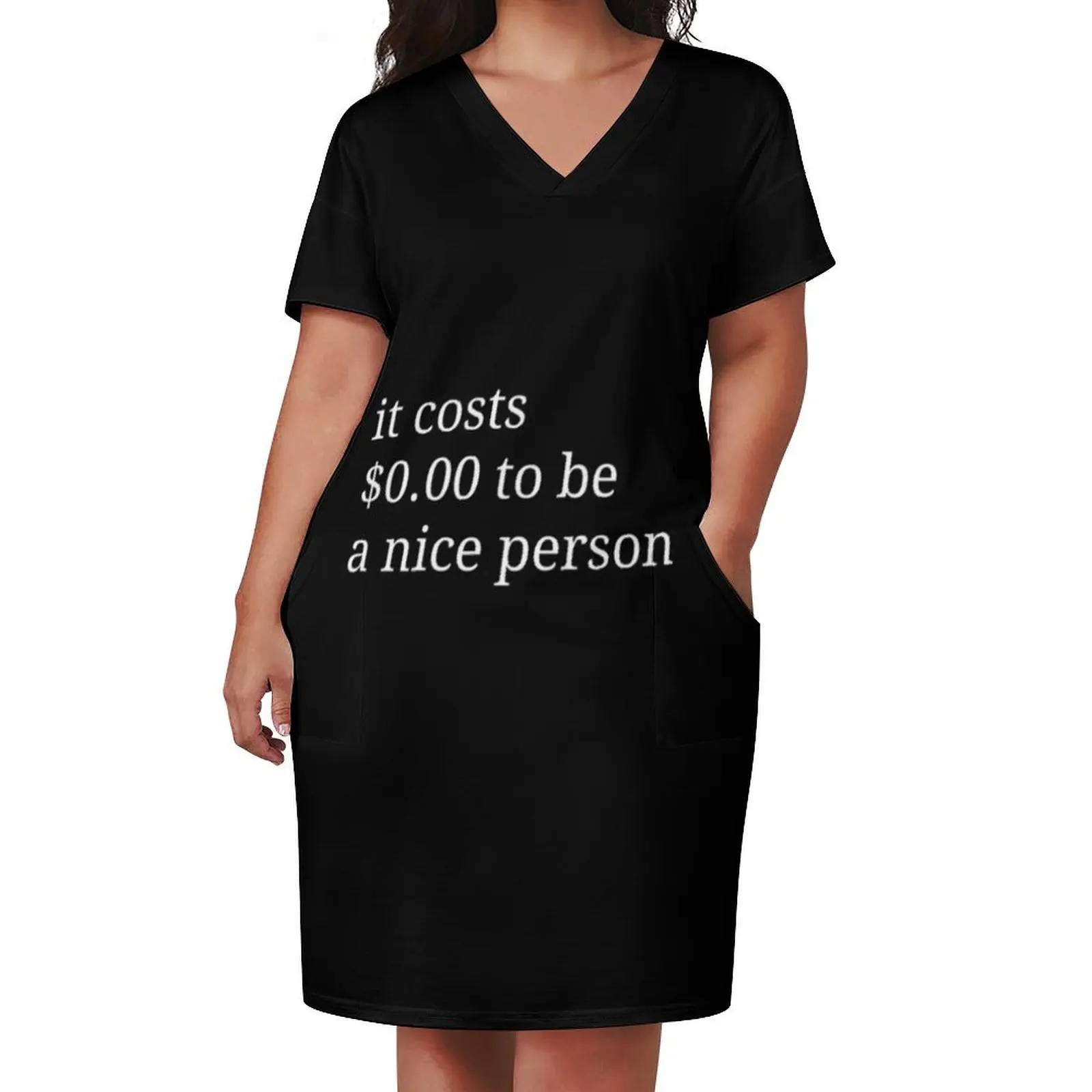 it costs $ 0.00 to be a decent person Loose Pocket Dress long dress women summer Elegant gowns