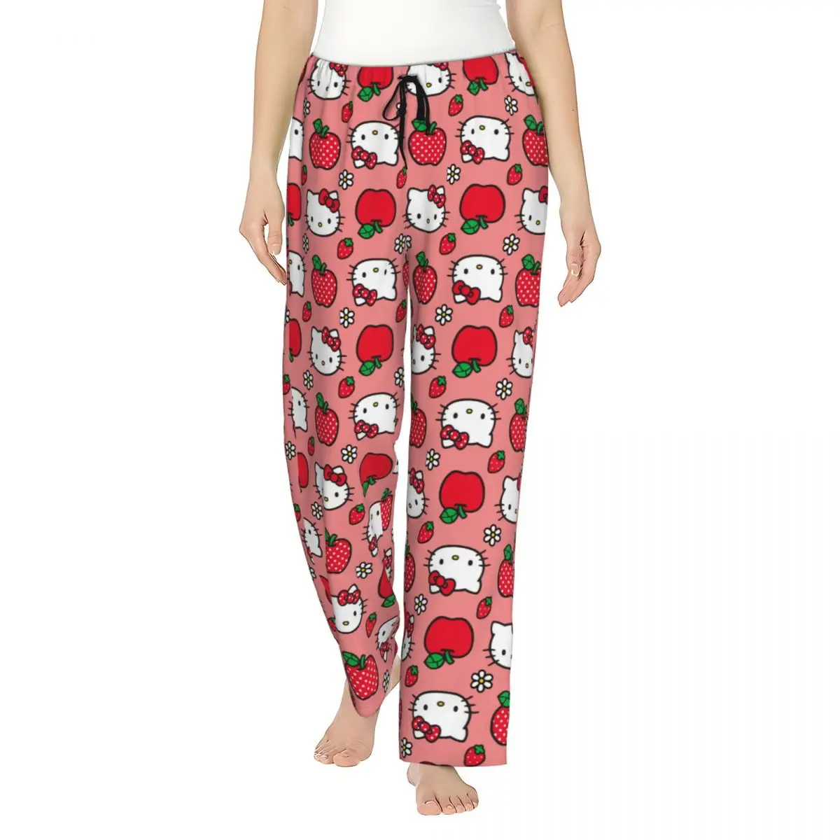 Women Sanrio Cute Hello Kitty Lounge Pants Sanrio Cartoon Comfy Pajama Yoga Bottoms With Pockets