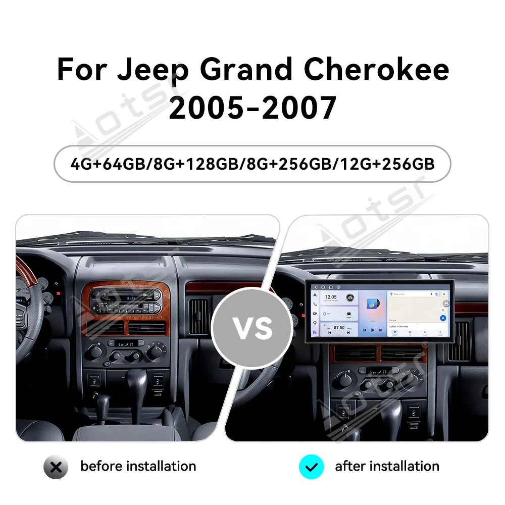 

Для Jeep Grand Cherokee 2005-2007: Автомагнитола Android 15 с HD-экраном 15.8'', мультимедийный видеоплеер, GPS-навигация, Carplay, DSP, Bluetooth