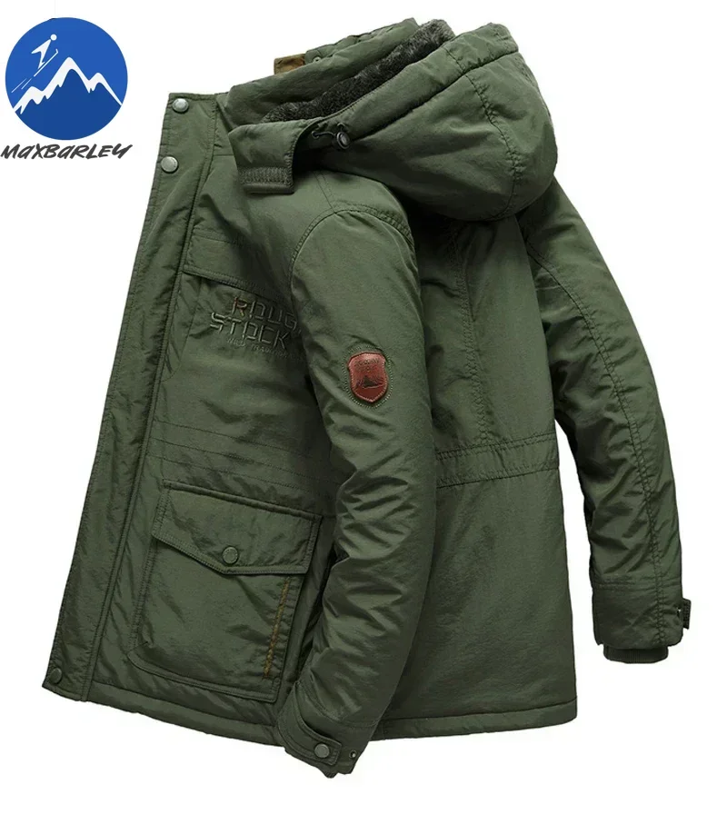 

Winter Fleece Long Parka Casual Thicken Warm Cotton Padded Jackets Men Fashion Hooded Outdoor Windproof Quilted Jacket Snow Coat