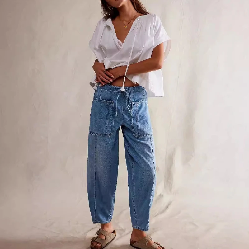 

New Women's Low Rise Straight Leg Jeans - Relaxed Fit Casual Baggy Denim Pants Trendy Streetwear Y2K Fashion