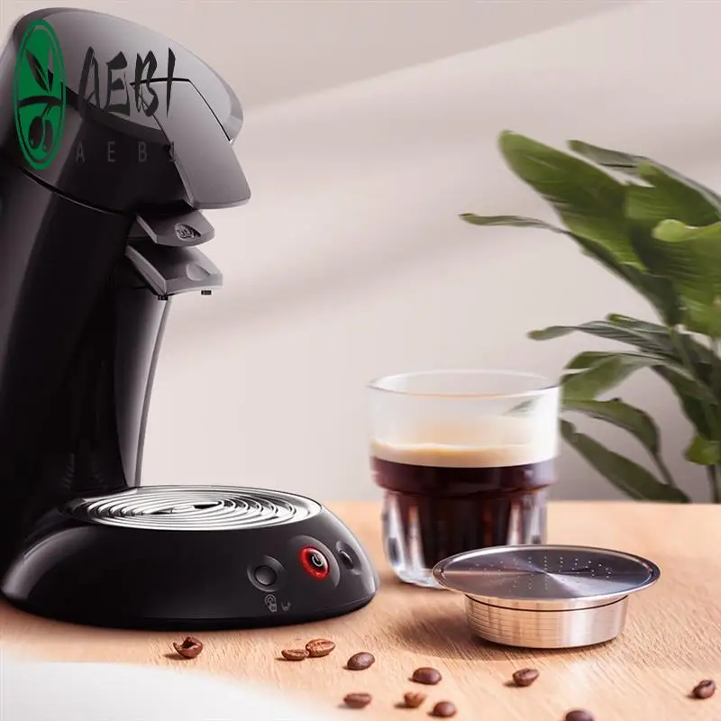 Cápsulas de café reutilizáveis de aço inoxidável AEB1-para máquina Senseo HD7801 Máquina de café Espresso Filtro Metal Tamper