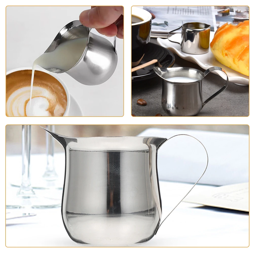 

4pcs Stainless Steel Cream Pitcher Coffee Measuring Milk Espresso Household Metal Coffee Cup With Scale Mini Measuring Cup For