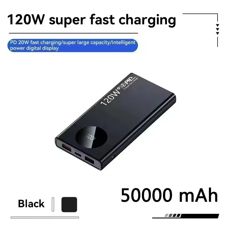 Lenovo 500000mAh Power Bank 120W Superschnelles Laden PD20W Dual Way Digital Display Flugzeugsicher CCC Für iPhone Samsung Xiaomi