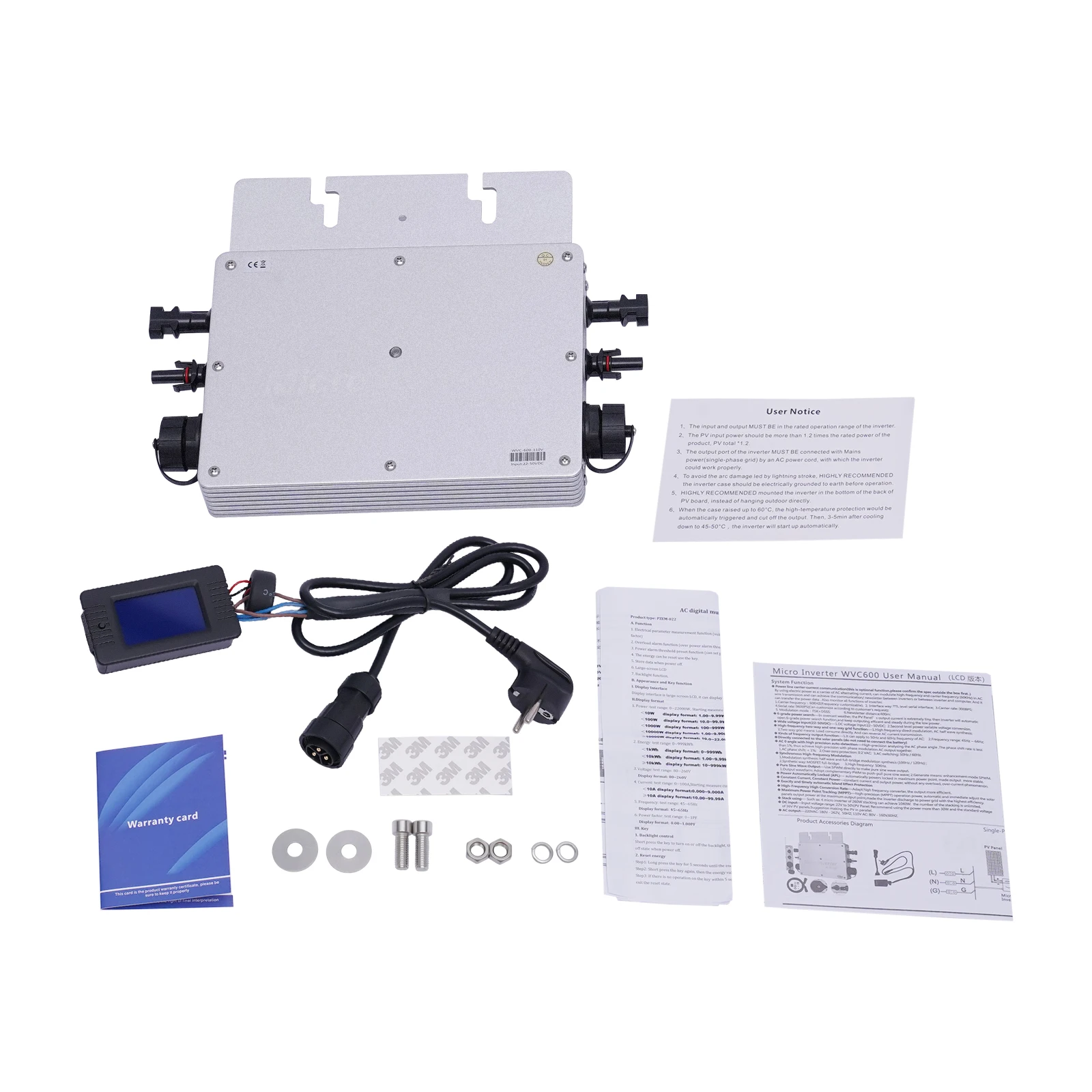 700W 220V Solar Inverter Grid Connected Inverter MPPT WIFI IP65 Balcony Power Station W/ LCD Display Screen